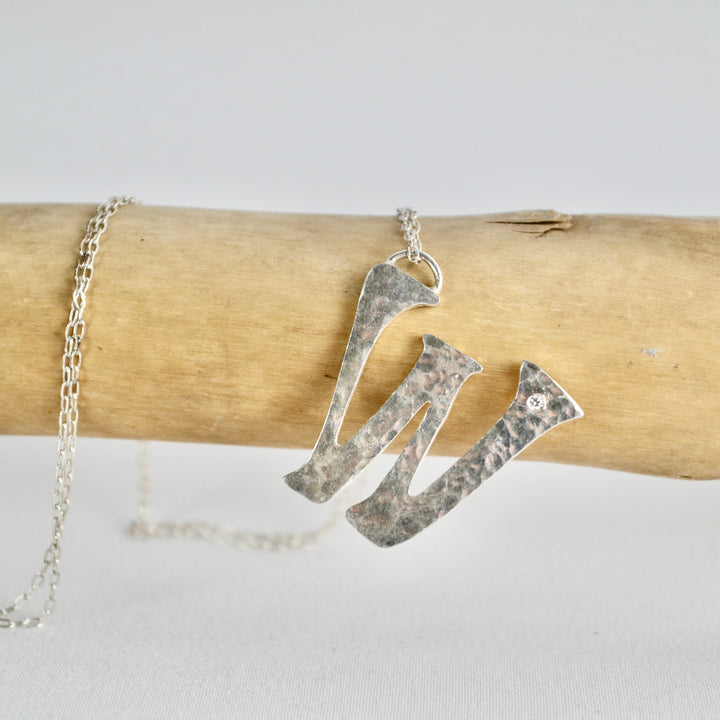 Diamond and Silver Letter Pendant