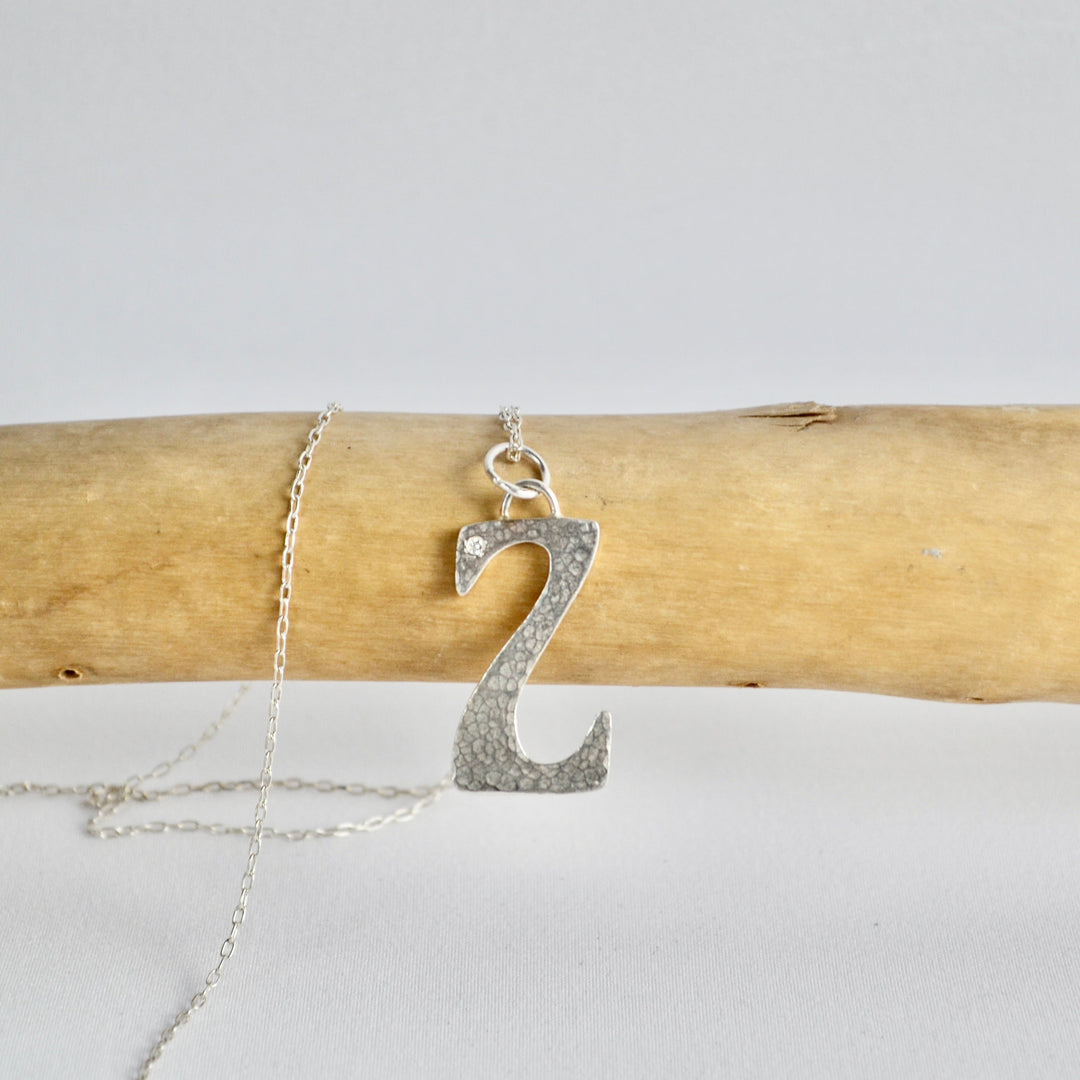 Diamond and Silver Letter Pendant