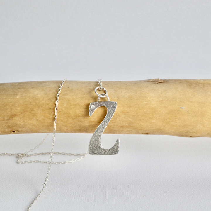 Diamond and Silver Letter Pendant
