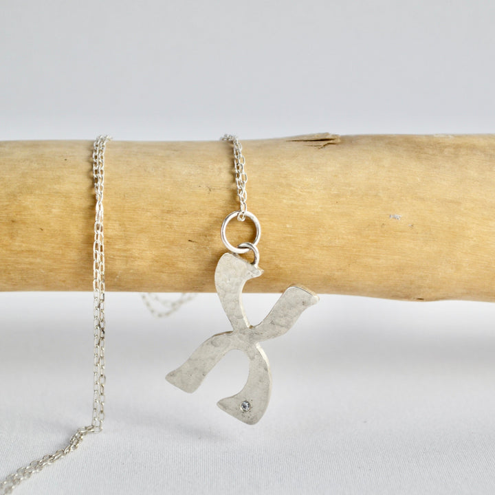 Diamond and Silver Letter Pendant