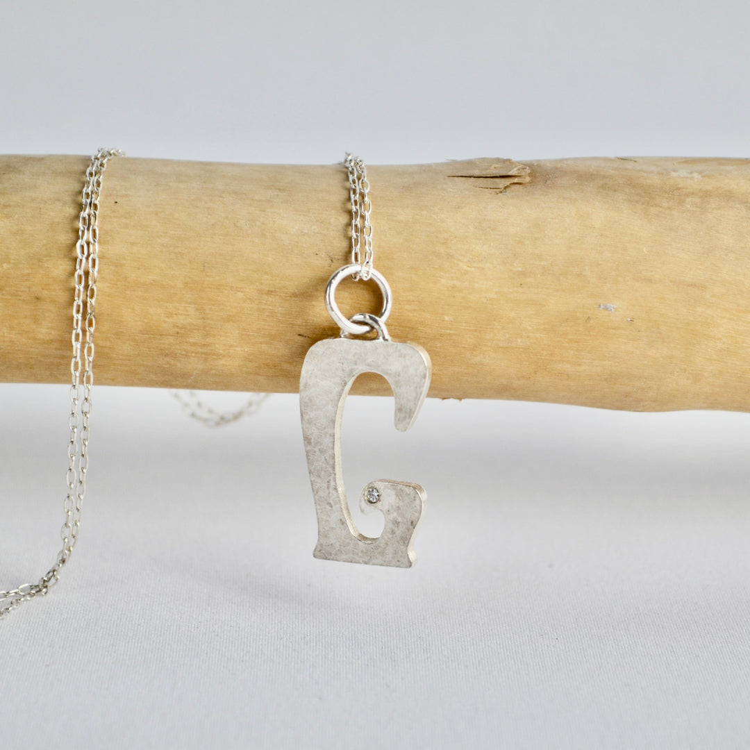 Diamond and Silver Letter Pendant