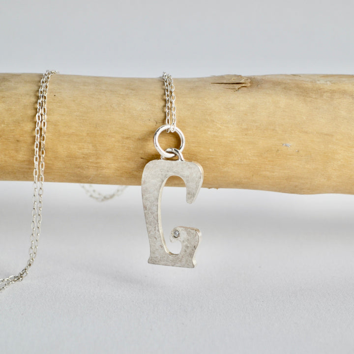 Diamond and Silver Letter Pendant