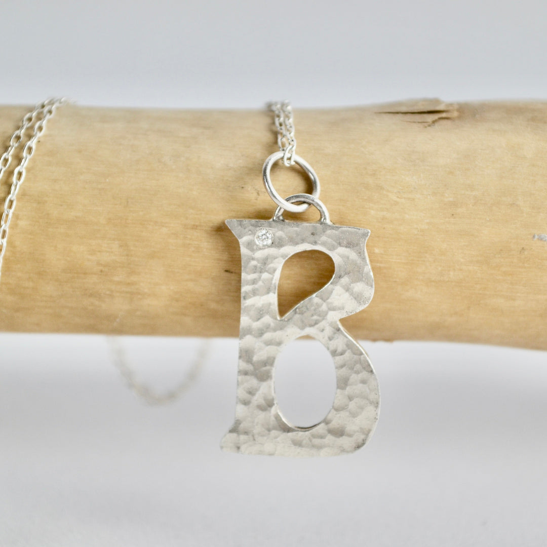 Diamond and Silver Letter Pendant