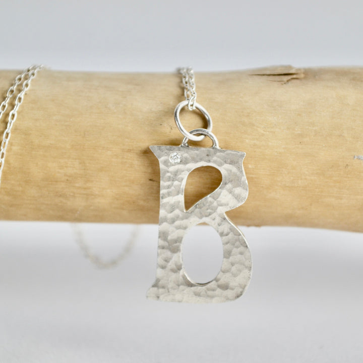 Diamond and Silver Letter Pendant