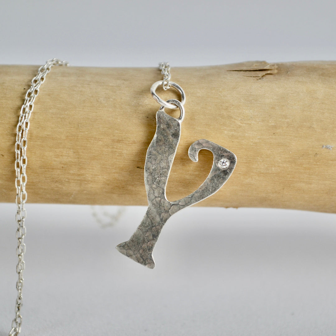 Diamond and Silver Letter Pendant