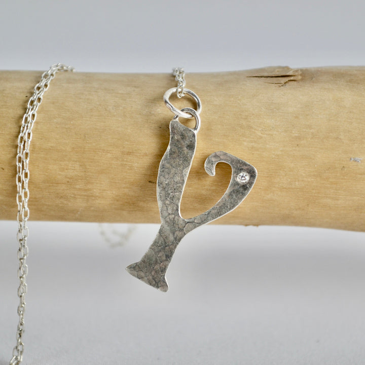 Diamond and Silver Letter Pendant