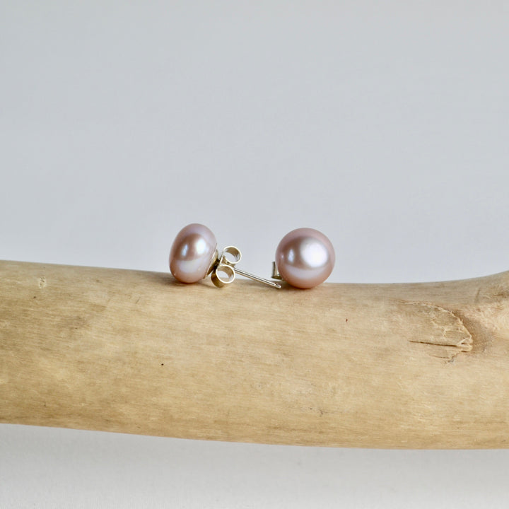 Classic Button Pearl Studs