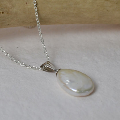 Silver Pear Pearl Pendant