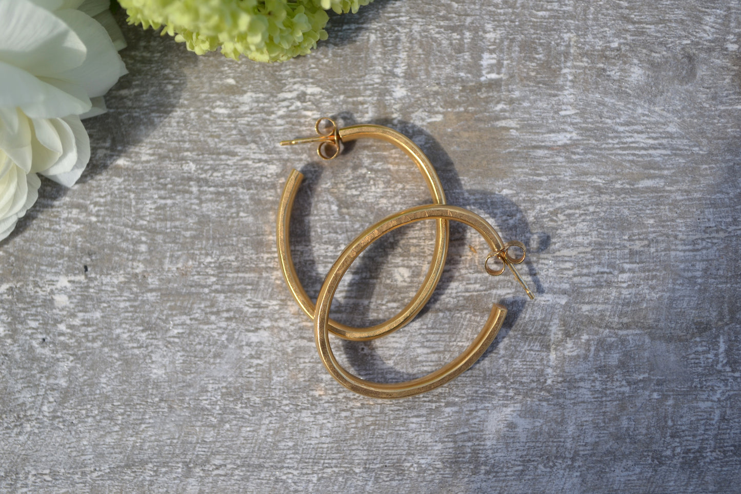 Golden Oblong Hoops