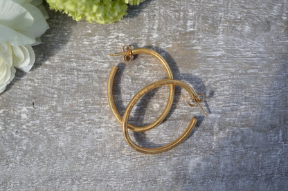 Golden Oblong Hoops