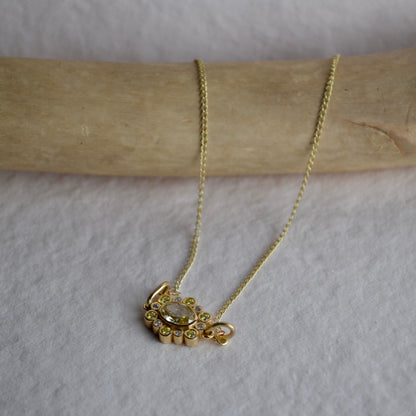 Gold Yellow and White Diamond Anemone Cluster Pendant