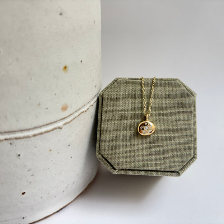 Molten Yellow Gold Six Diamond Pendant
