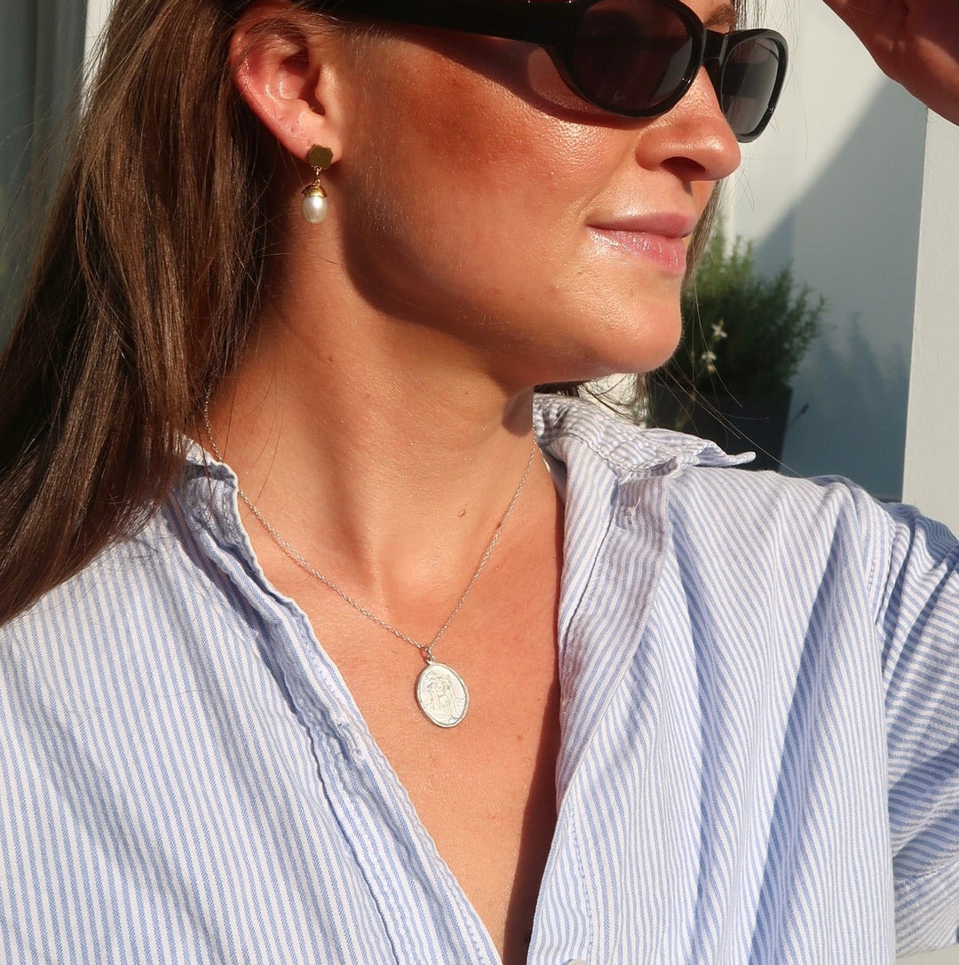 Silver Oval St. Christopher Necklace