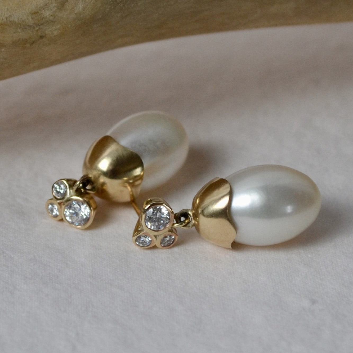 Diamond Cluster Teardrop Earrings in 9ct Gold