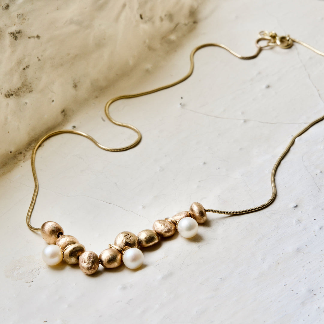 Molten Bead &amp; Freshwater Pearl Necklace