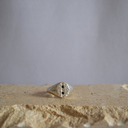 Silver Diamond & Tourmaline Signet Ring