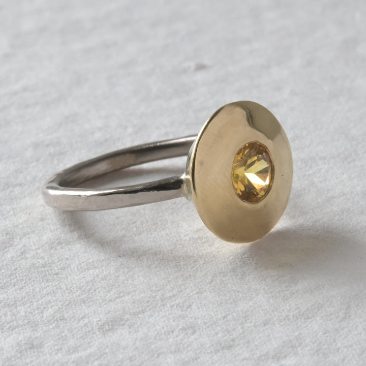 Yellow Gold &amp; Sapphire Statement Engagement Ring