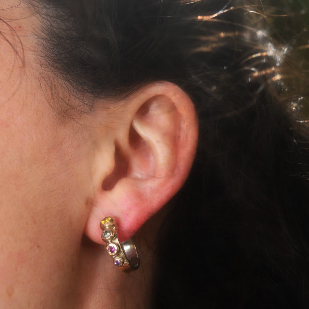 Rainbow Sapphire Hoops