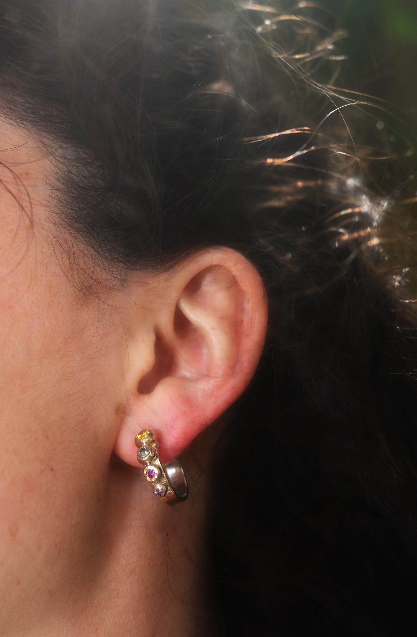 Rainbow Sapphire Hoops