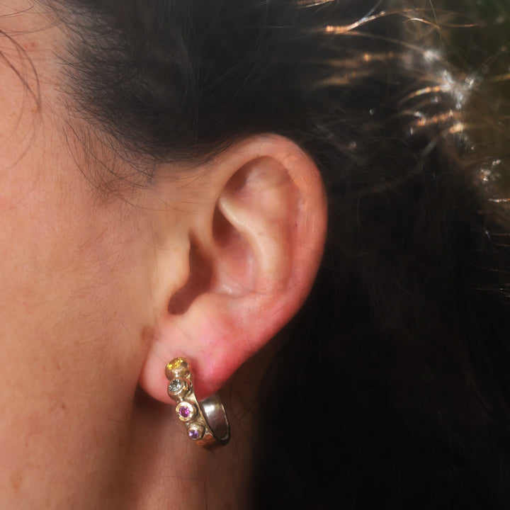 Rainbow Sapphire Hoops