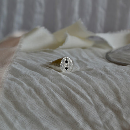 Silver Diamond & Tourmaline Signet Ring