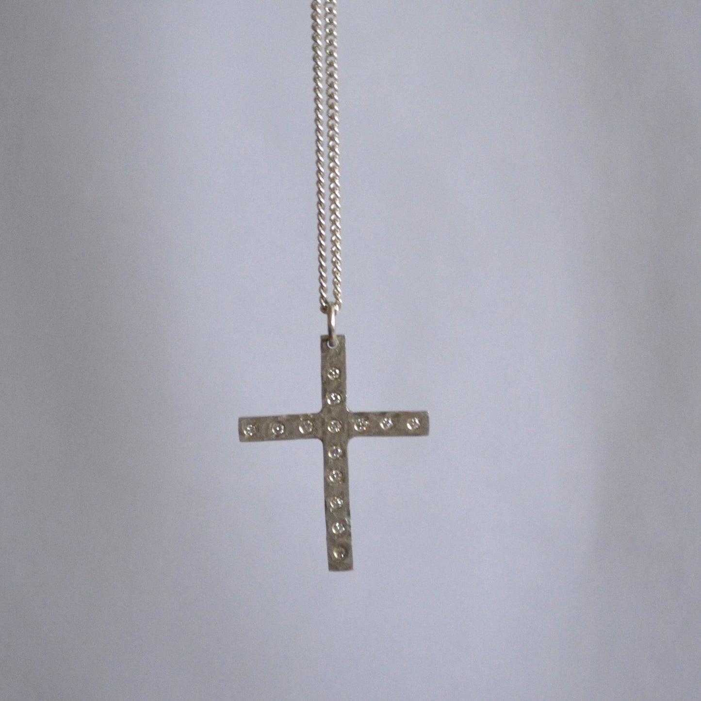 Silver Diamond Cross Necklace