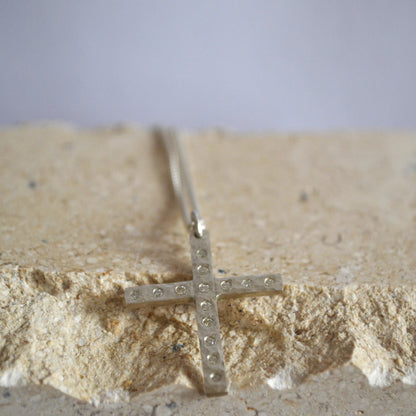 Silver Diamond Cross Necklace