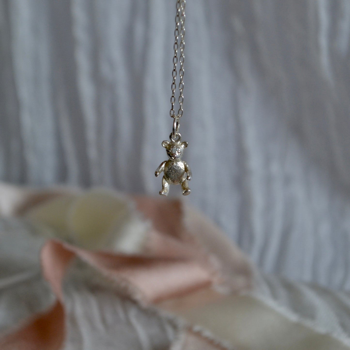 Silver Teddy bear Charm Necklace