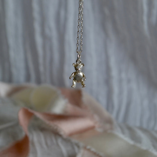 Silver Teddy bear Charm Necklace