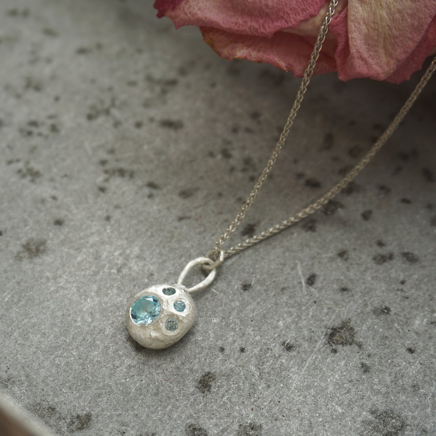 Four Stone Topaz Sterling Silver Pendant