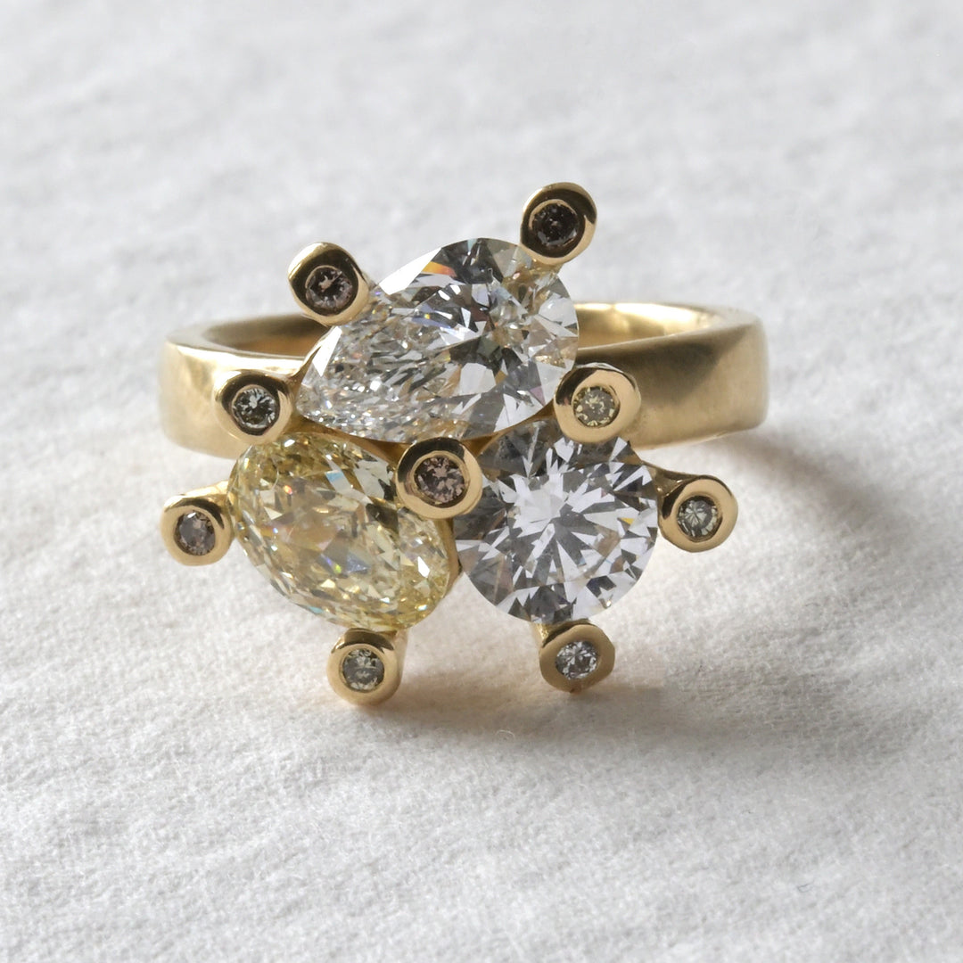 Triple Diamond Engagement Ring
