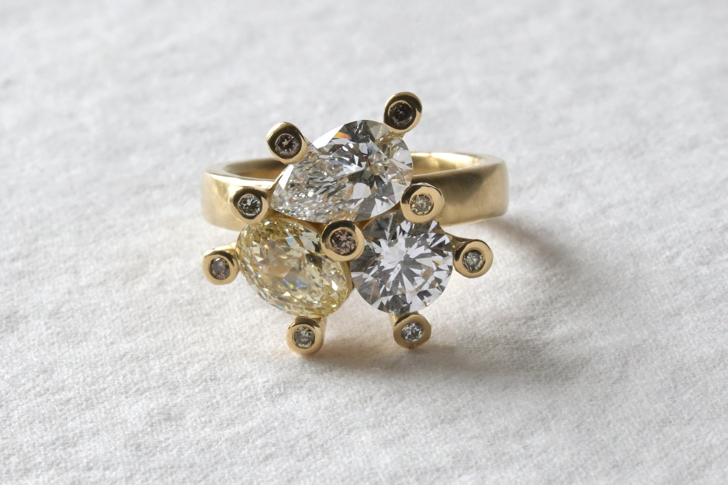 Triple Diamond Engagement Ring