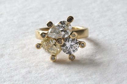 Triple Diamond Engagement Ring