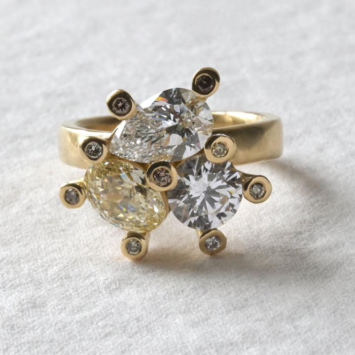 Triple Diamond Engagement Ring