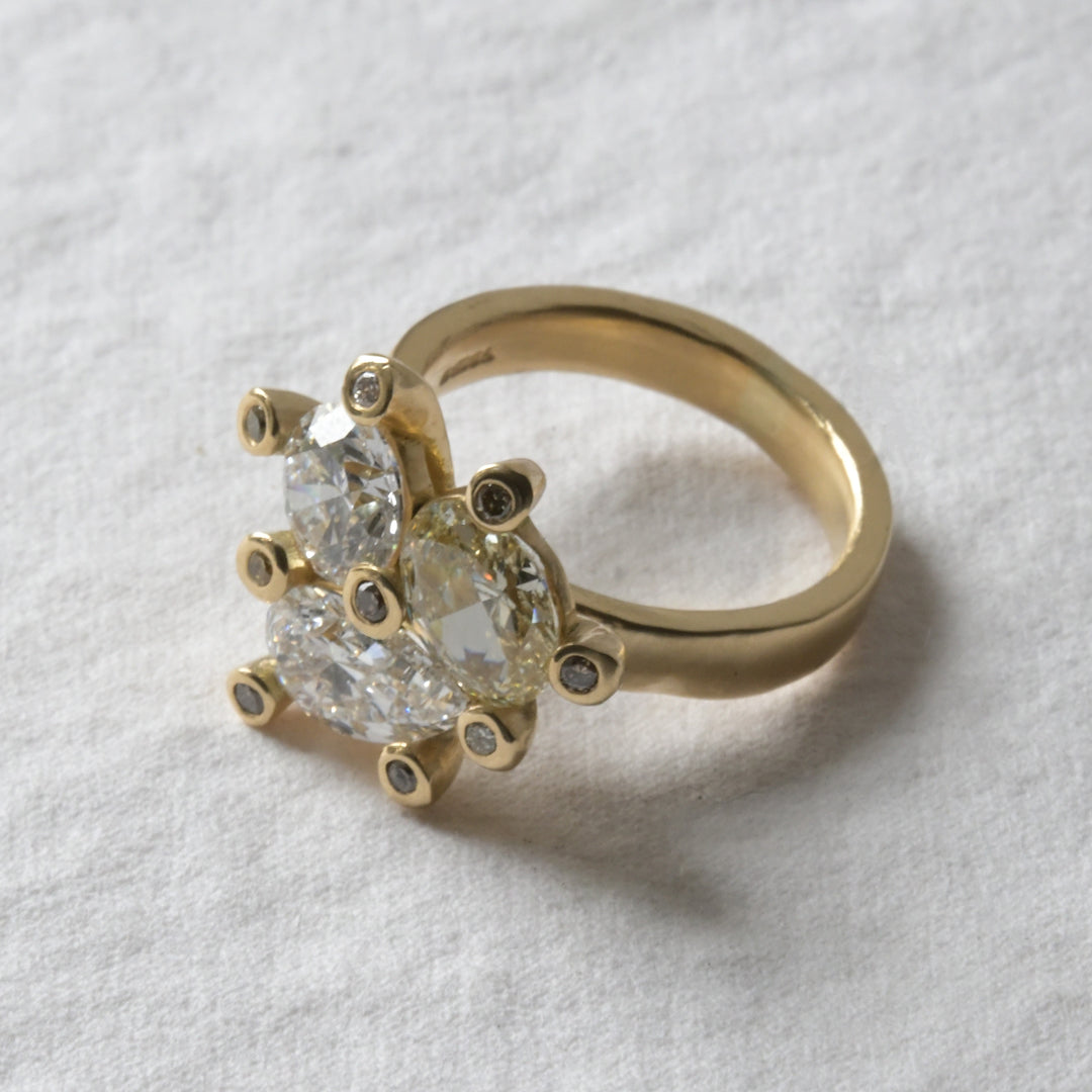 Triple Diamond Engagement Ring