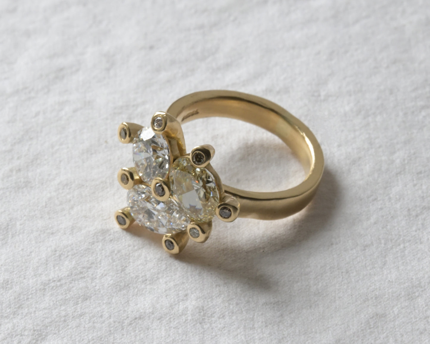Triple Diamond Engagement Ring