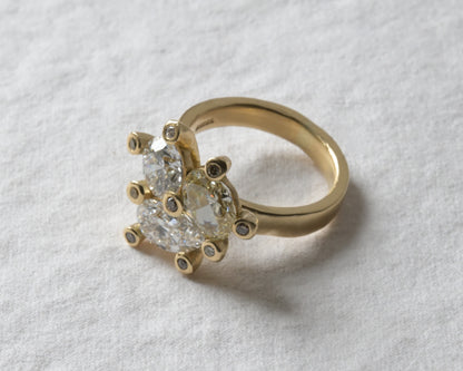 Triple Diamond Engagement Ring