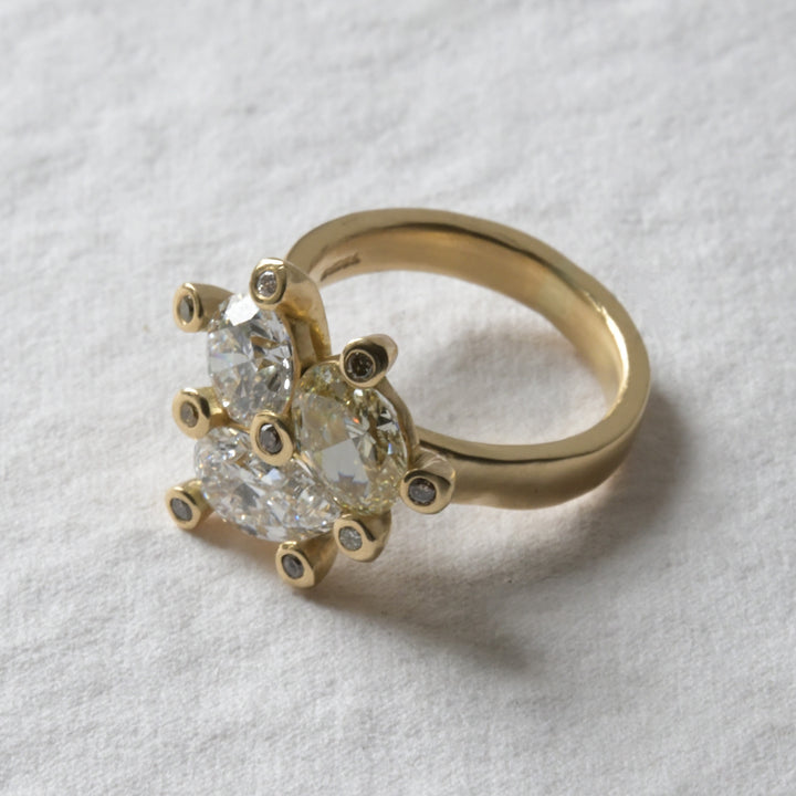 Triple Diamond Engagement Ring