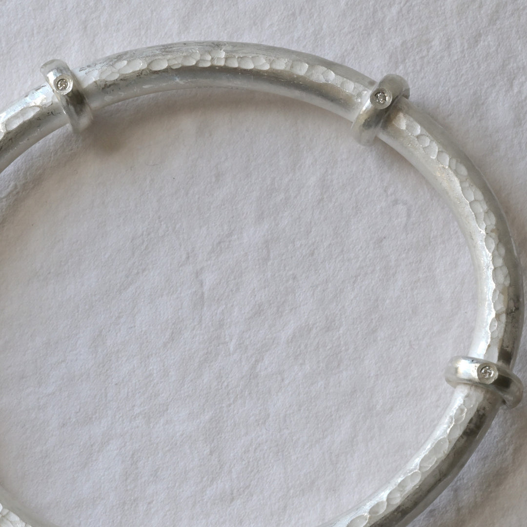 Statement Sterling Silver &amp; Diamond Bangle
