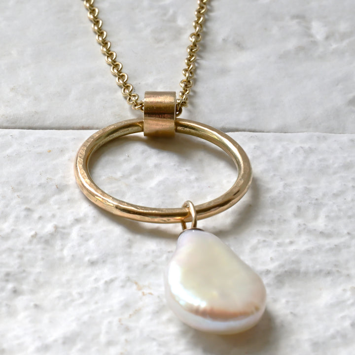 Gold Pear Pearl Necklace