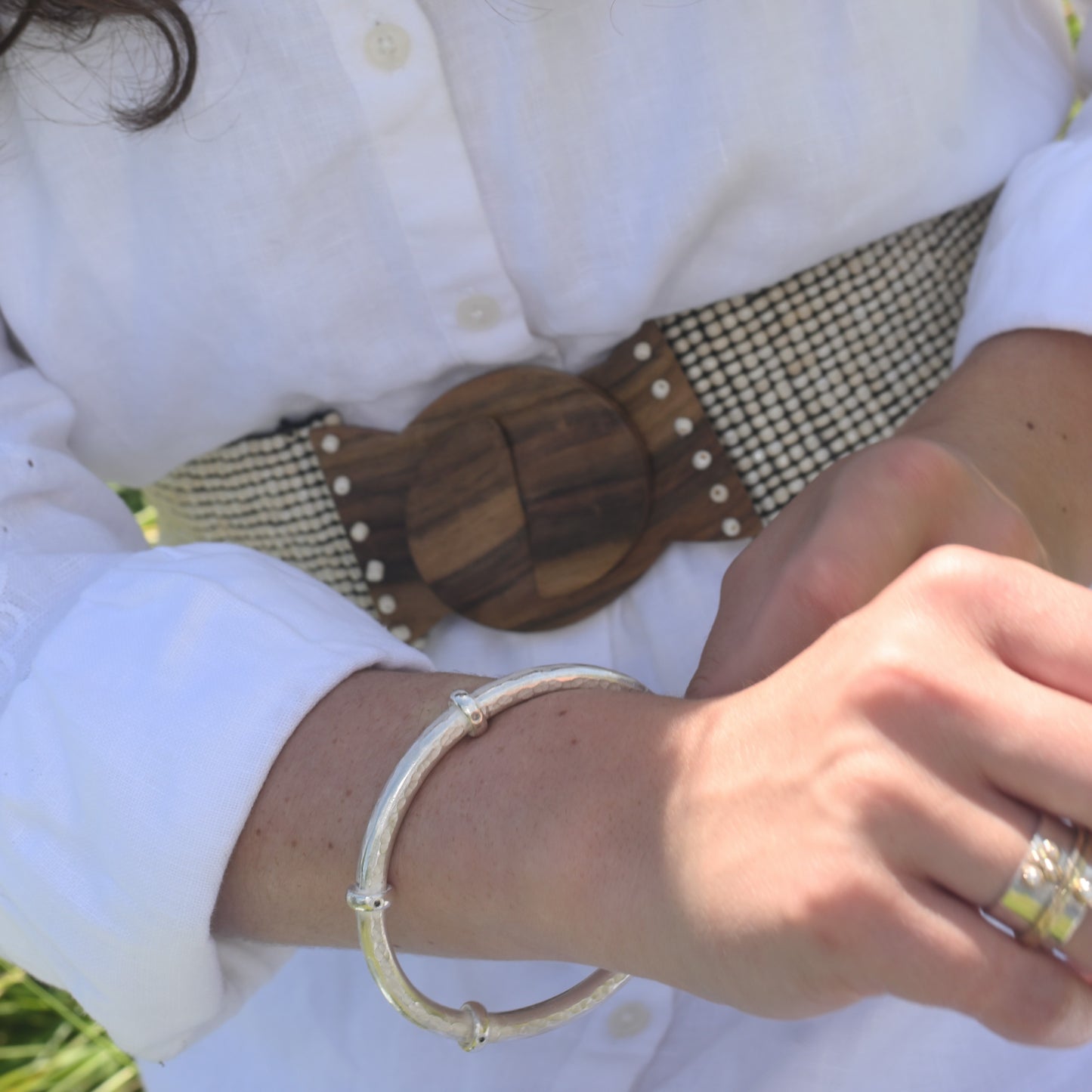 Statement Sterling Silver & Diamond Bangle