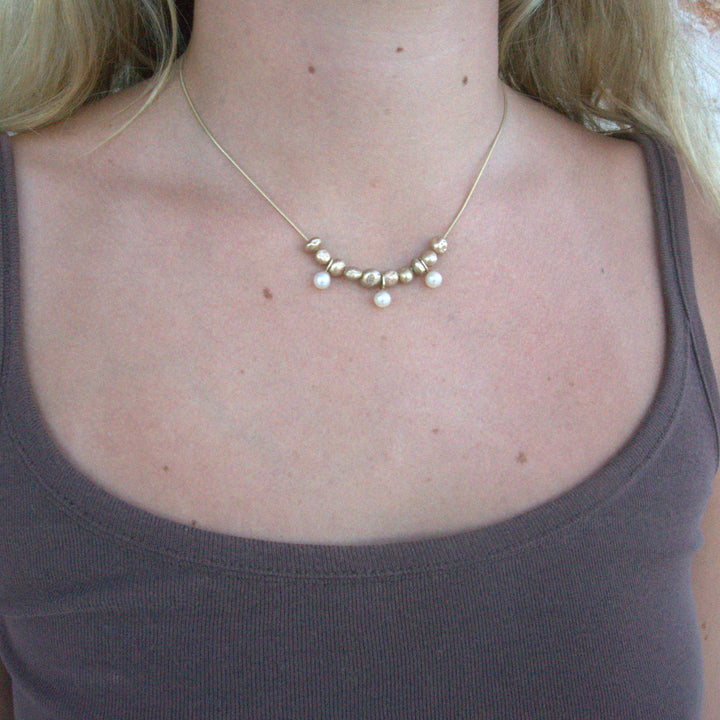 Molten Bead &amp; Freshwater Pearl Necklace