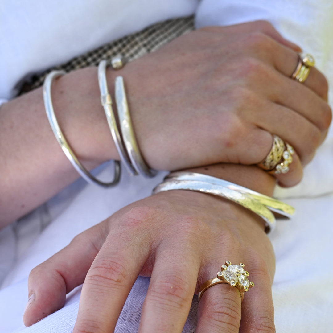 Gold &amp; Silver Patterned Bangle