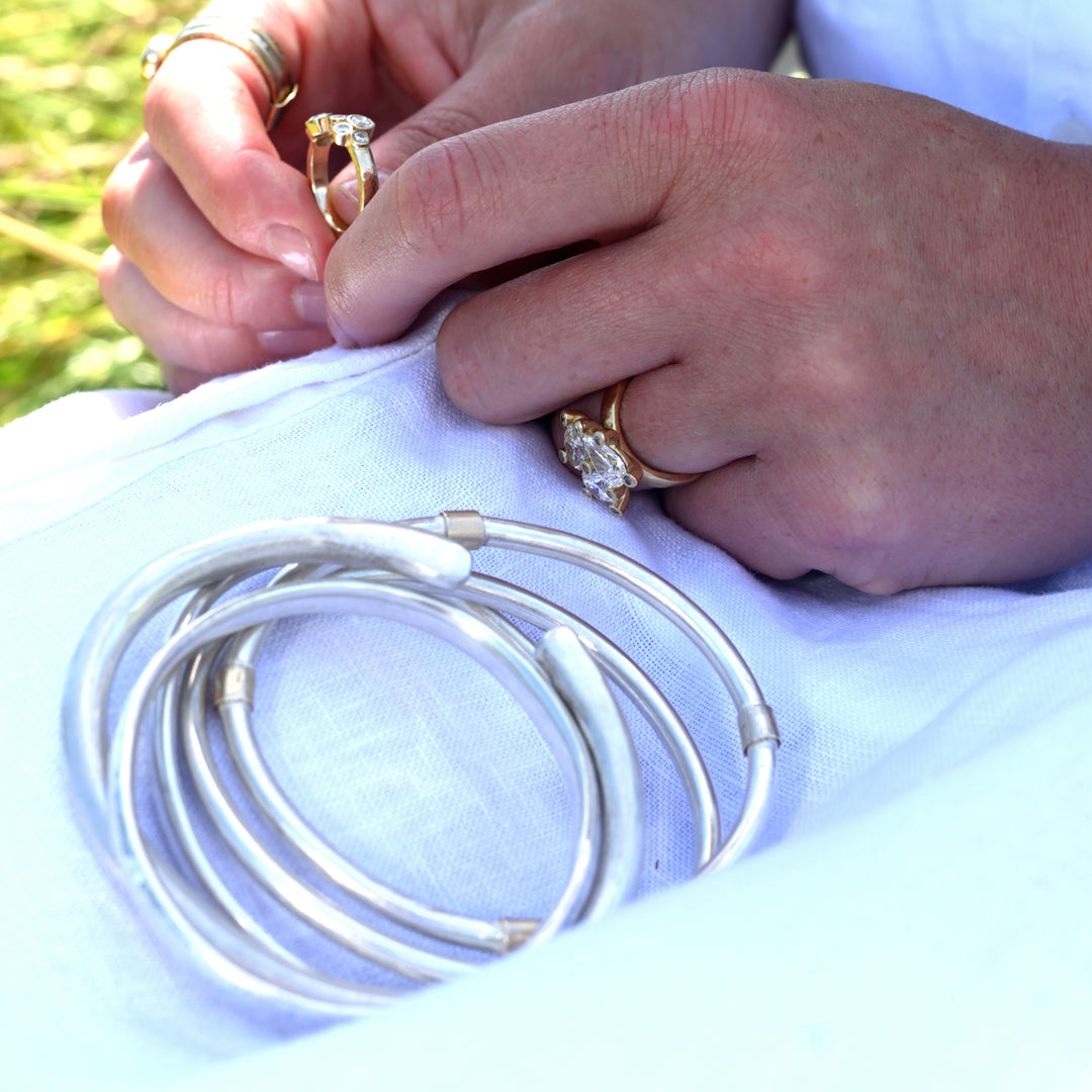 Gold &amp; Silver Patterned Bangle