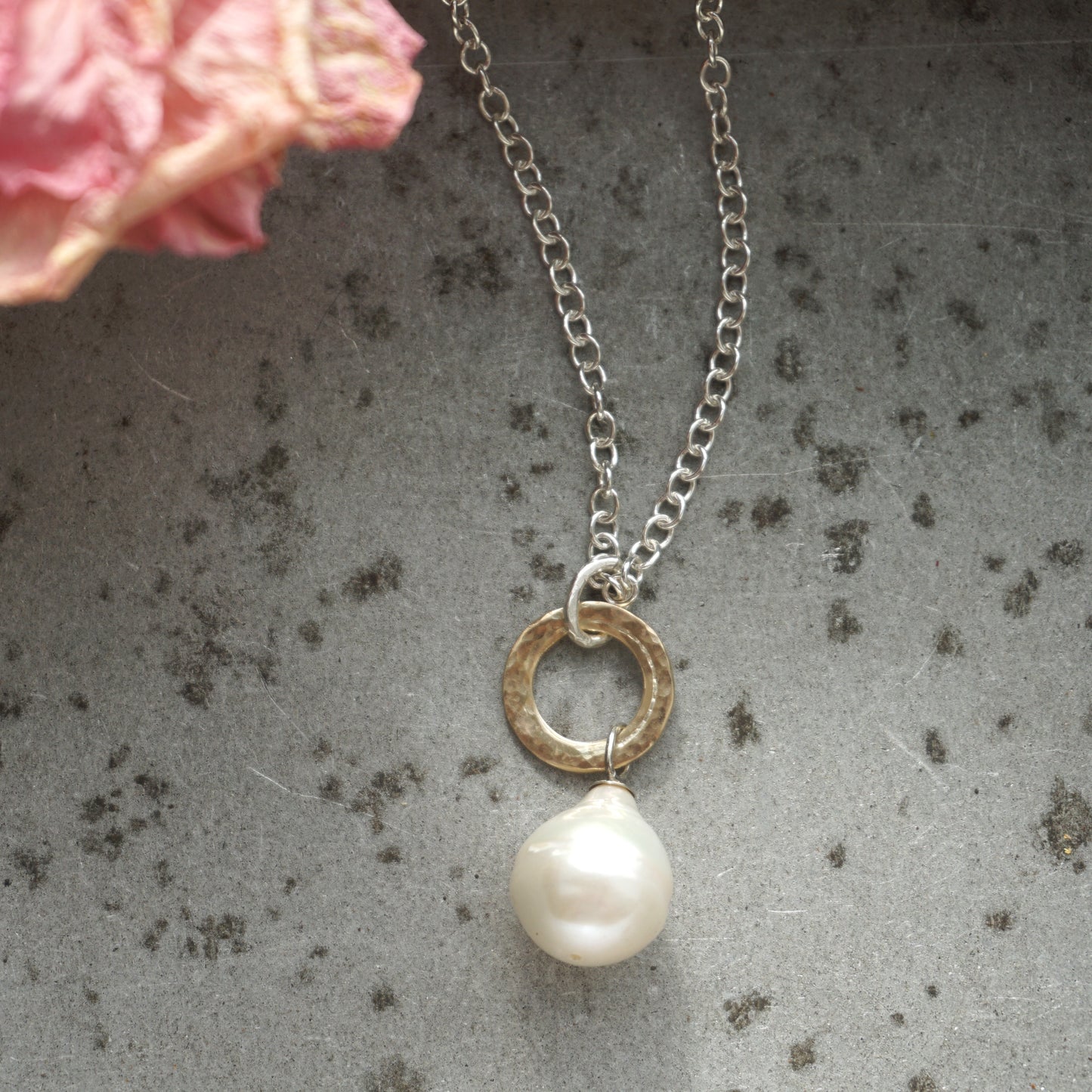 Petite Gold Pearl Drop Pendant