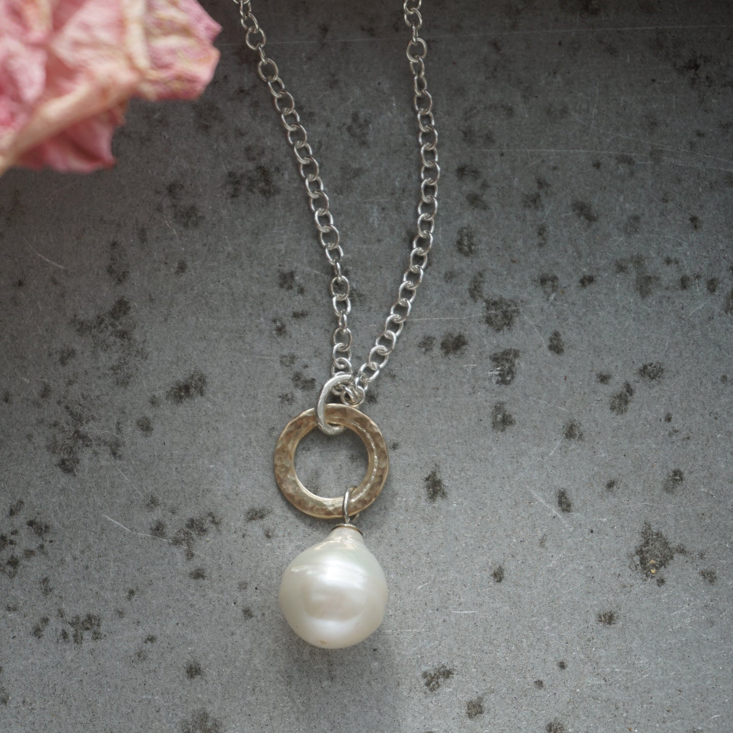 Petite Gold Pearl Drop Pendant