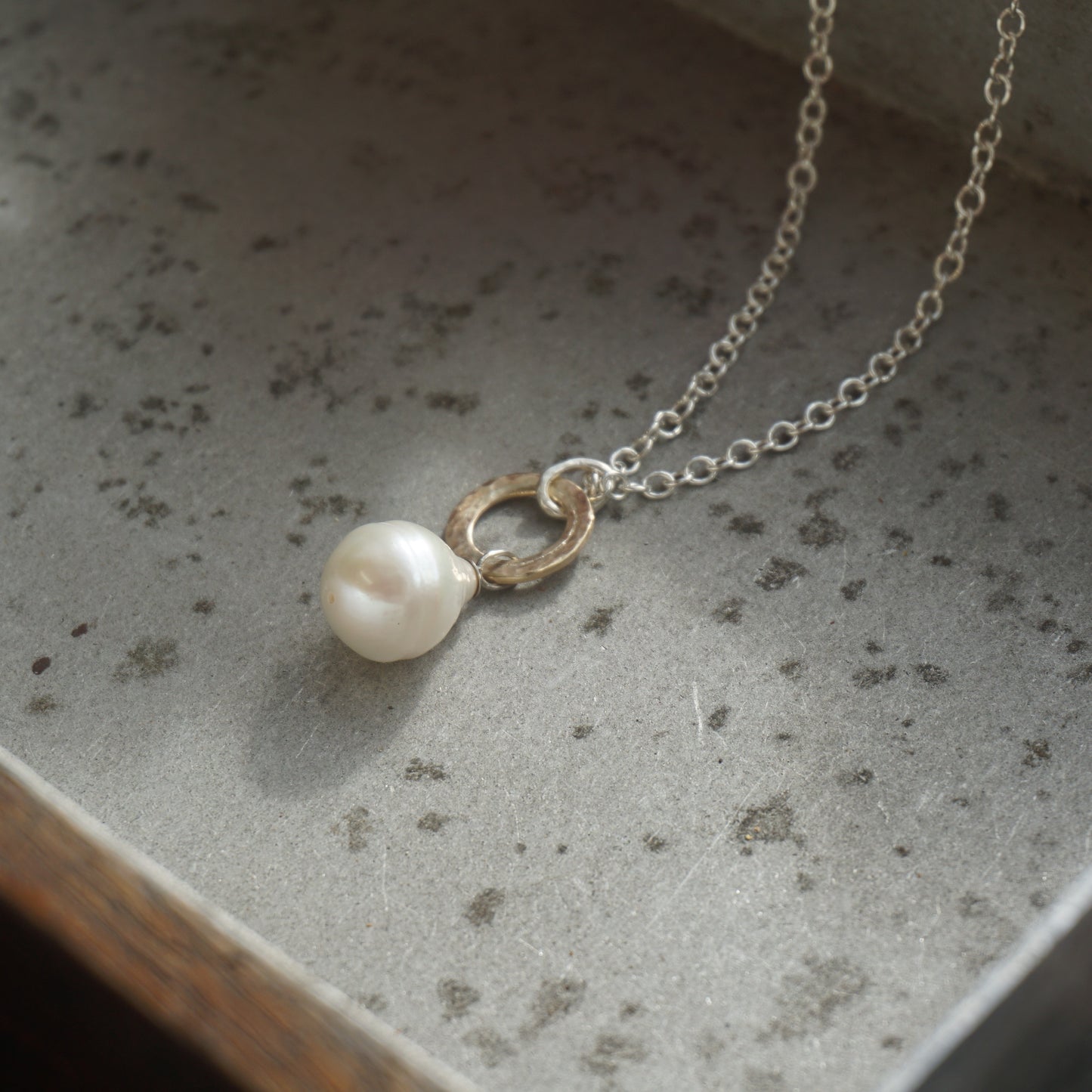 Petite Gold Pearl Drop Pendant
