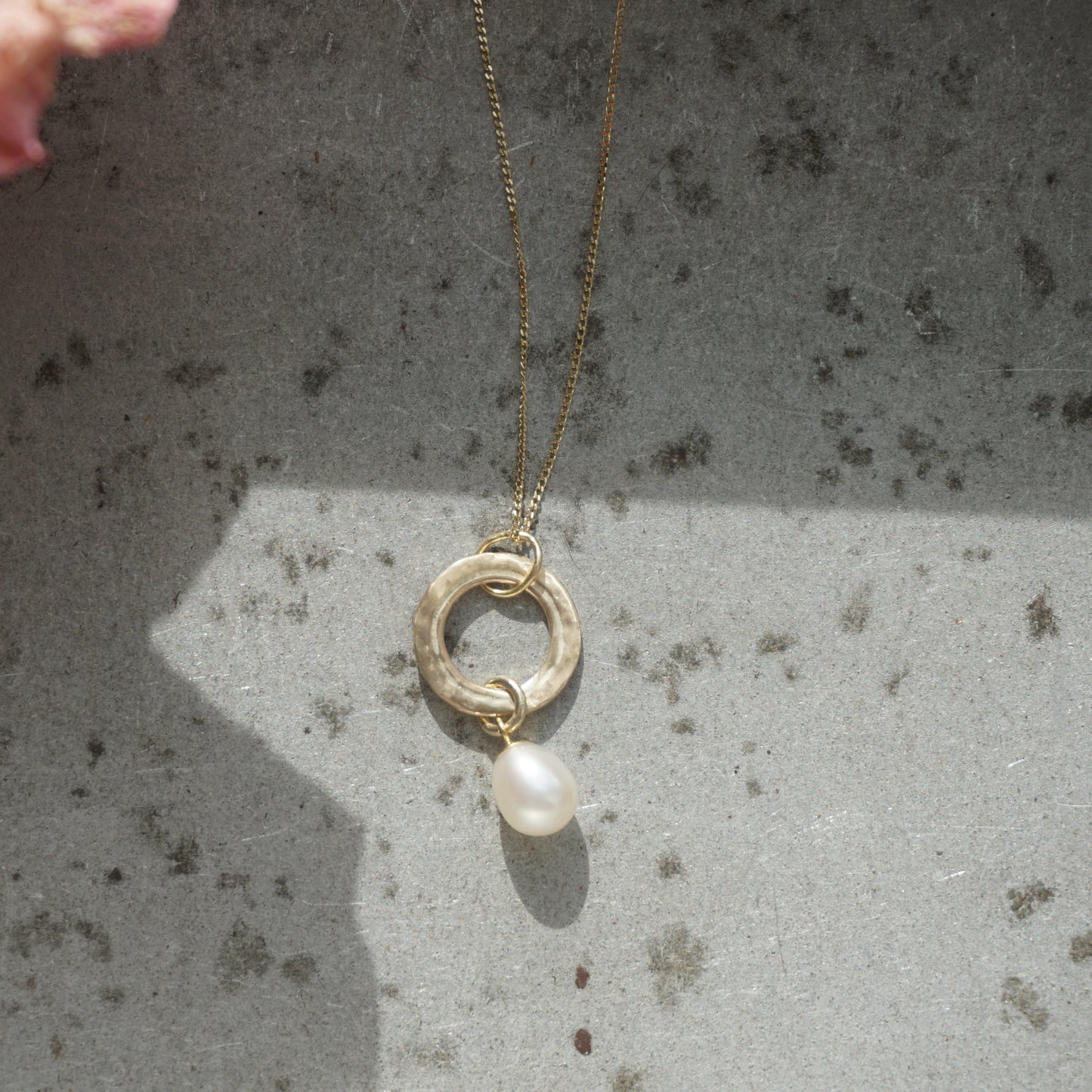 Petite Gold Pearl Drop Pendant