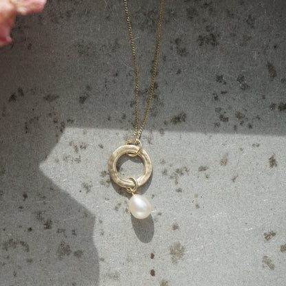 Petite Gold Pearl Drop Pendant