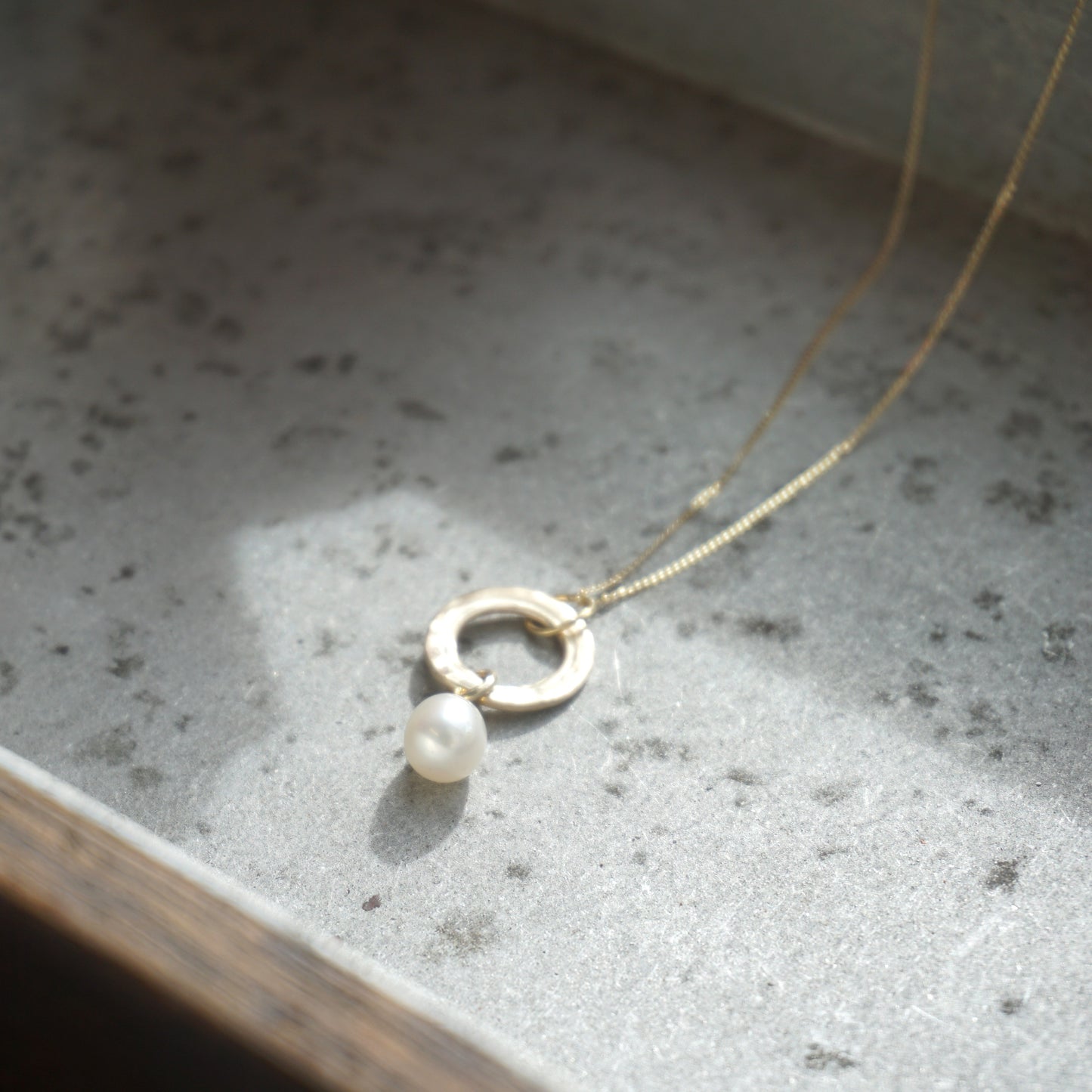 Petite Gold Pearl Drop Pendant